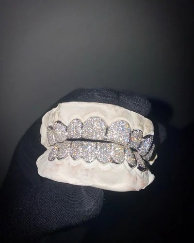 Iced Out 925 Silver VVS Moissanite Teeth Grillz Custom Diamond Tester Approved Grillz