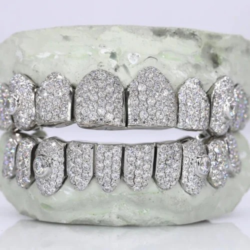 Iced Out 925 Silver VVS Moissanite Teeth Grillz Custom Diamond Tester Approved Grillz