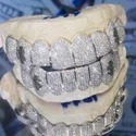Iced Out 925 Silver VVS Moissanite Teeth Grillz Custom Diamond Tester Approved Grillz