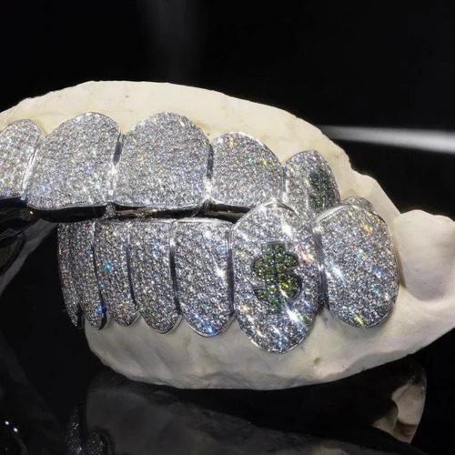 Iced Out 925 Silver VVS Moissanite Teeth Grillz Custom Diamond Tester Approved Grillz