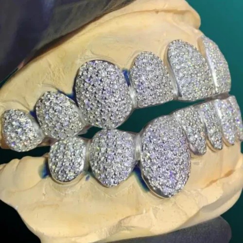 Iced Out 925 Silver VVS Moissanite Teeth Grillz Custom Diamond Tester Approved Grillz