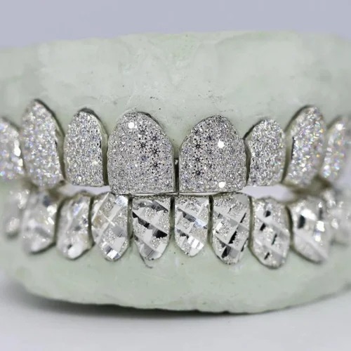 Iced Out 925 Silver VVS Moissanite Teeth Grillz Custom Diamond Tester Approved Grillz