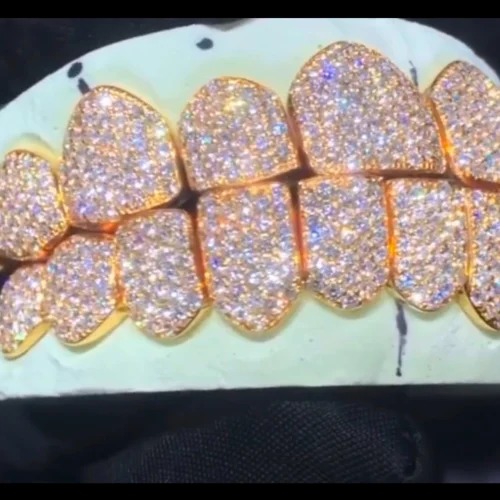 Iced Out 925 Silver VVS Moissanite Teeth Grillz Custom Diamond Tester Approved Grillz