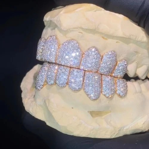 Iced Out 925 Silver VVS Moissanite Teeth Grillz Custom Diamond Tester Approved Grillz