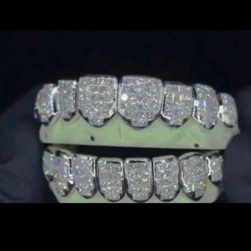Iced Out 925 Silver VVS Moissanite Teeth Grillz Custom Diamond Tester Approved Grillz