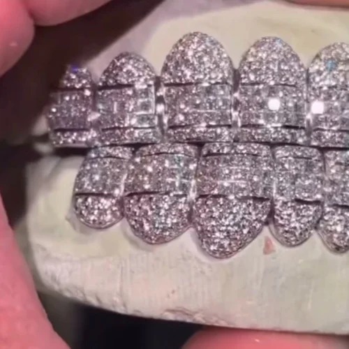 Iced Out 925 Silver VVS Moissanite Teeth Grillz Custom Diamond Tester Approved Grillz