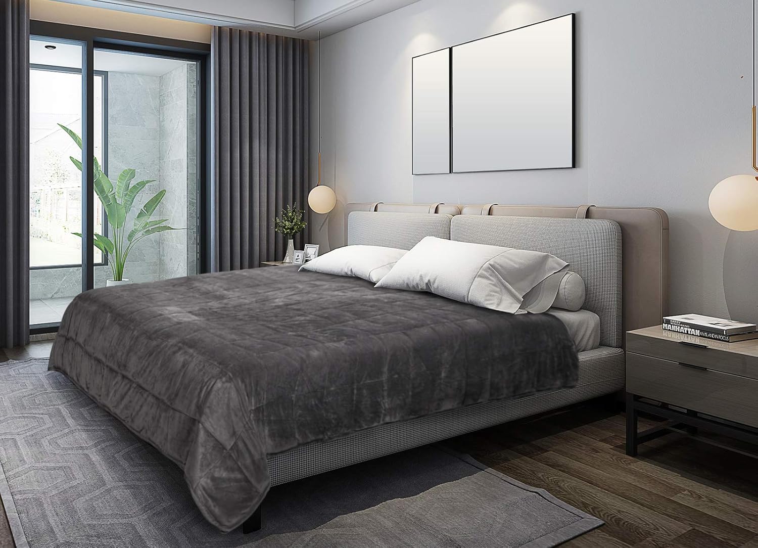 WOLTU #1497 セラピーブランケット 加重ブランケット 大人用 マイクロファイバー製 加重ブランケット セラピー用 マイクロファイバー製 カシミアのような感触 加重ブランケット 抗ストレス グレー