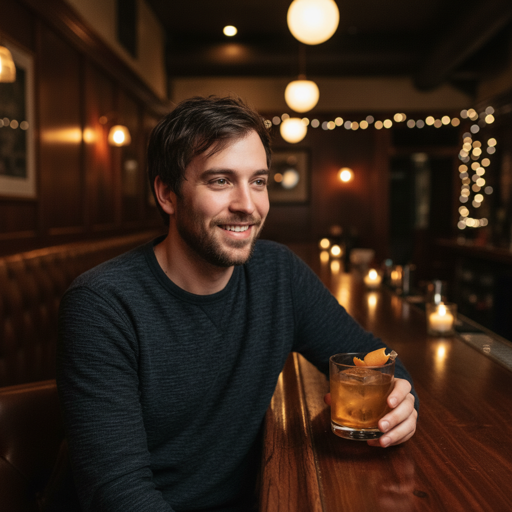 The Gourmet Foodie / Cocktail Hour - AI generated dating profile photo