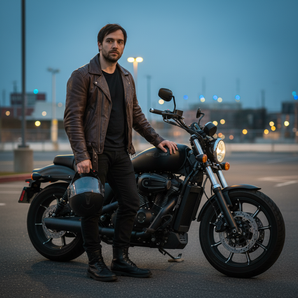 The Motorcycle Standby - AI generated dating profile photo