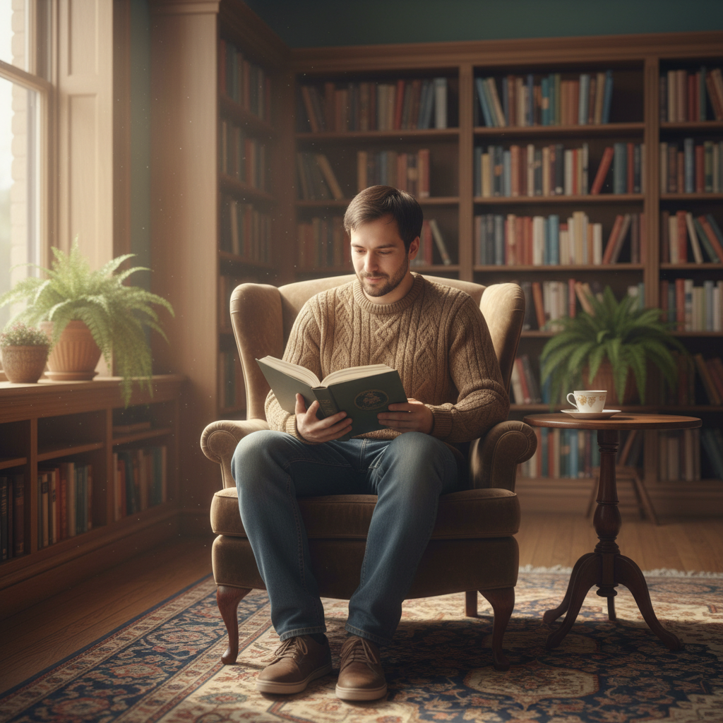 The Cozy Intellectual - AI generated dating profile photo