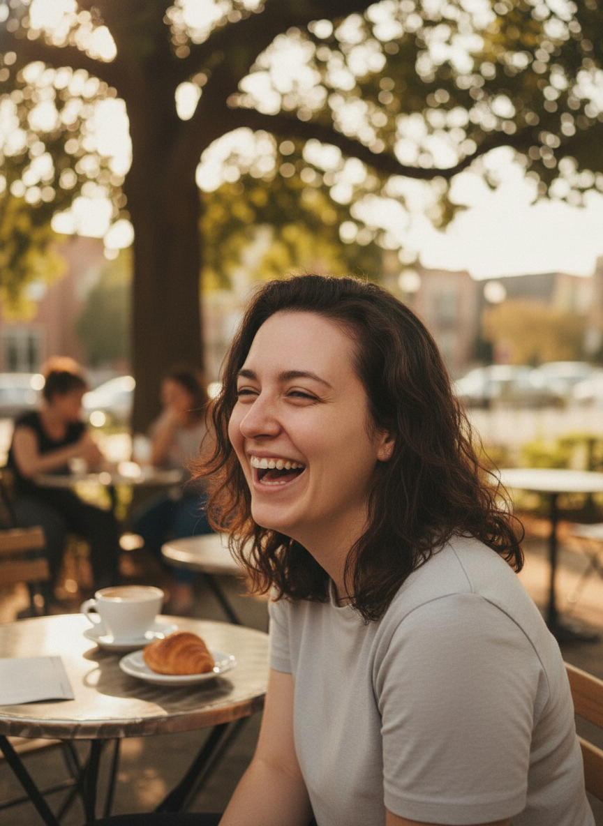 The Candid Laugh - AI generated dating profile photo
