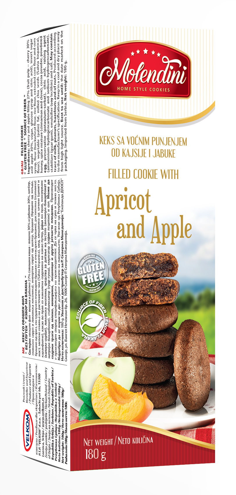 Keks sa voćnim punjenjem od kajsije i jabuke