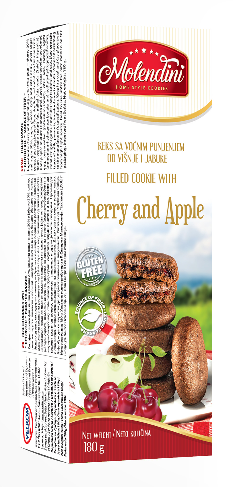 Keks sa voćnim punjenjem od višnje i jabuke