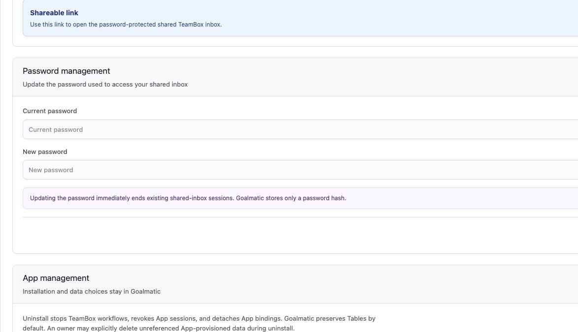 TeamBox protected sharing and password management controls