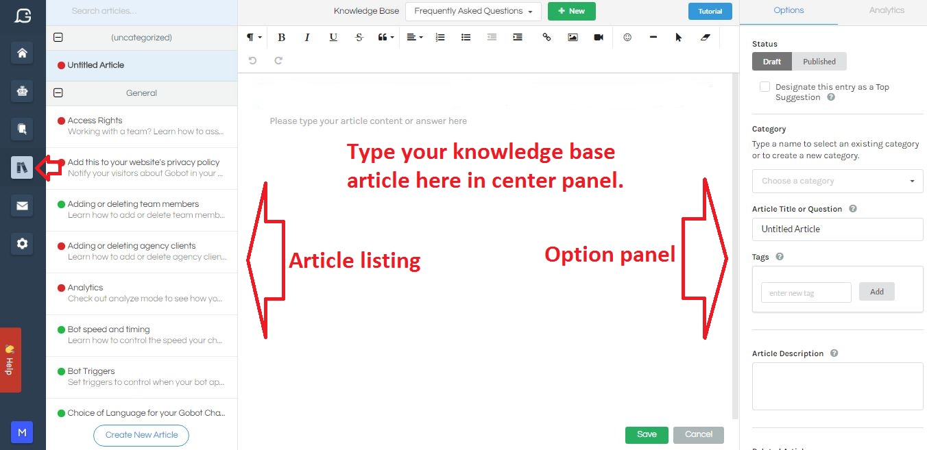 Gobot's knowledge base editor