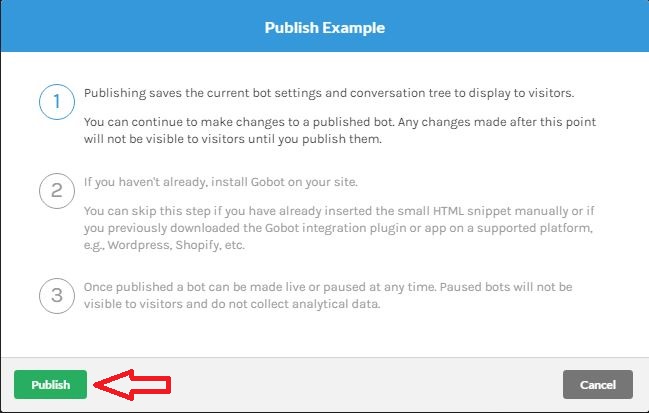 Steps to publish your Gobot chatbot