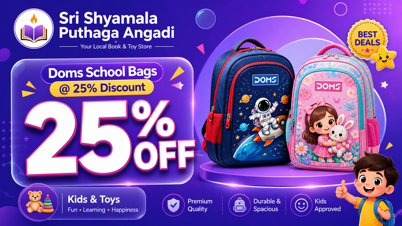 Doms School Bag @ 25% Discount