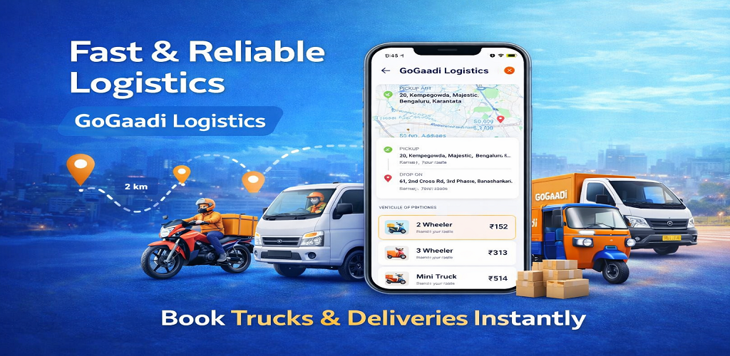 Gogaadi Logistics App on Mobile