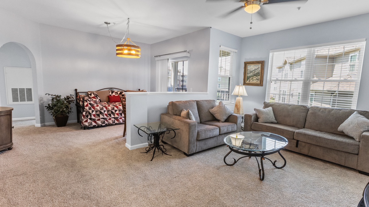 There is two bedroom two bath, living room, dining room, a daybed for guests along with the deck and a great view