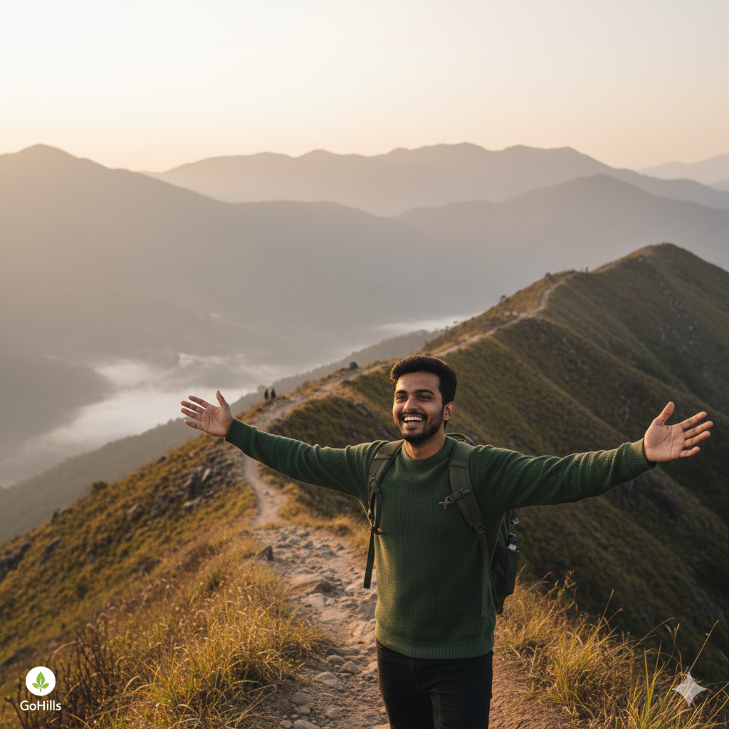 A group of friends on a Himalayan trek booked via GoHills