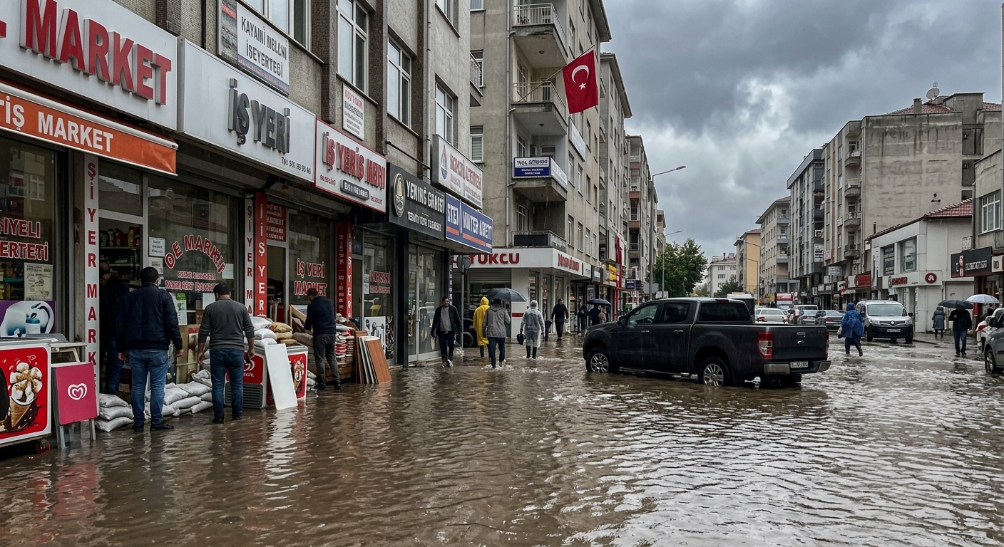 Kayseri'de Şiddetli Sağanak Ticari Hayatı ve Ulaşımı Vurdu