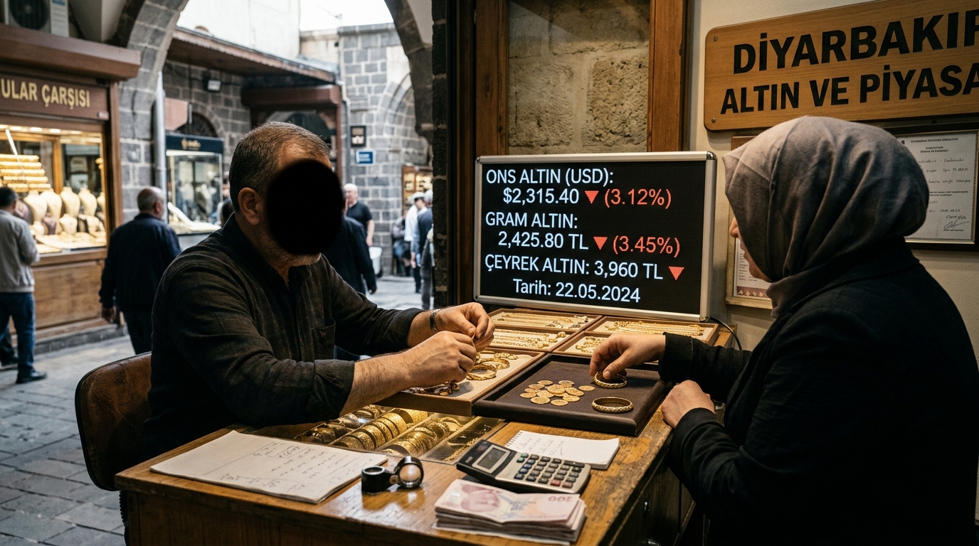 Diyarbakır Piyasalarında Altın Fiyatlarında Haftanın Son Gününde Sert Geri Çekilme