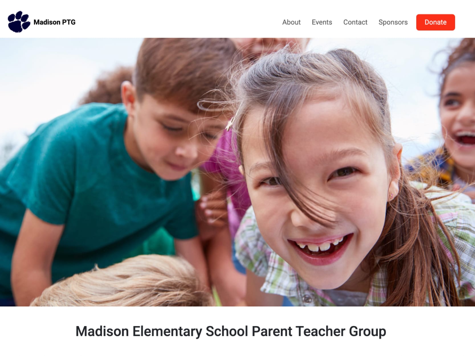 screenshot of website