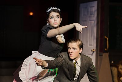 Two Tiger Drama performers in Clue pointing in opposite directions