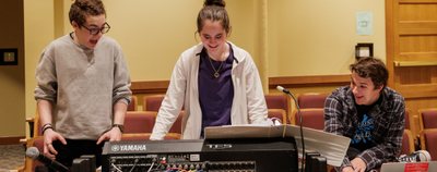 Students working sound soundboard