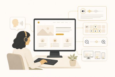 woman at computer using accessibility tools