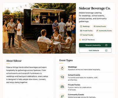 screenshot of business profile