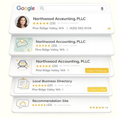 cards showing business attributes