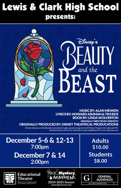 Beauty and the Beast — Lewis & Clark High School production poster, December 2024