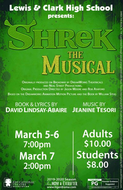 Shrek the Musical — Tiger Drama 2019-2020 production poster