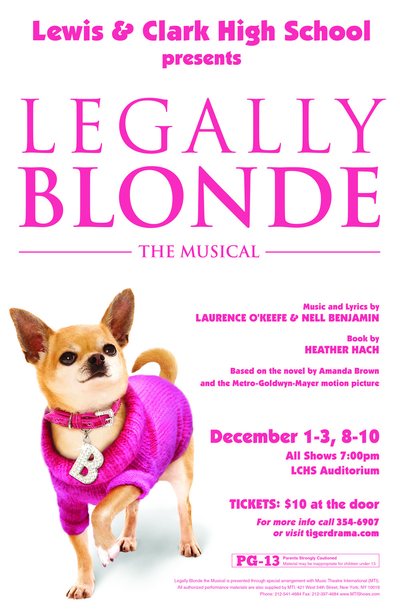 Legally Blonde — Tiger Drama 2011-2012 production poster