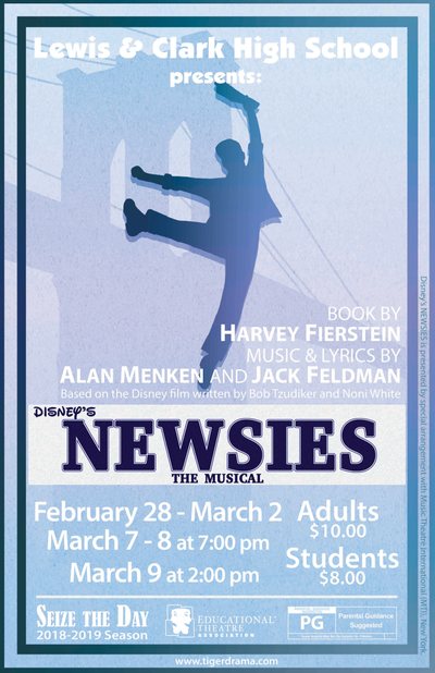 Newsies — Tiger Drama 2018-2019 production poster