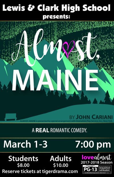 Almost, Maine — Tiger Drama 2017-2018 production poster