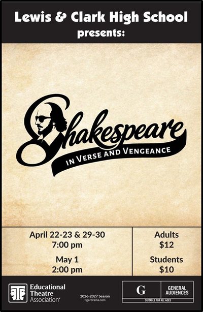 Shakespeare: In Verse and Vengeance — Tiger Drama 2026–2027 production poster