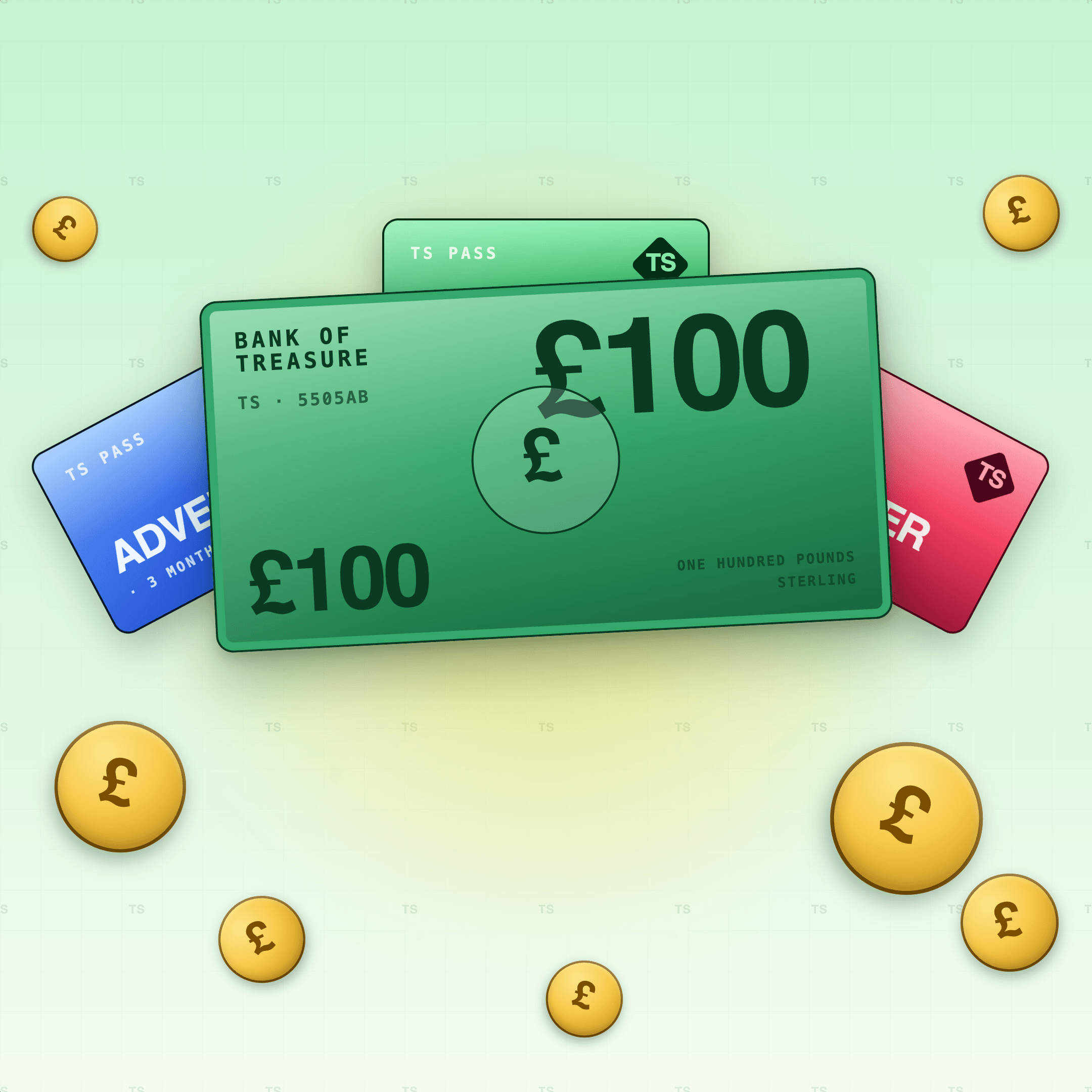 £100 Cash — the main prize in the Win £100 Cash - Just 20p a Ticket competition