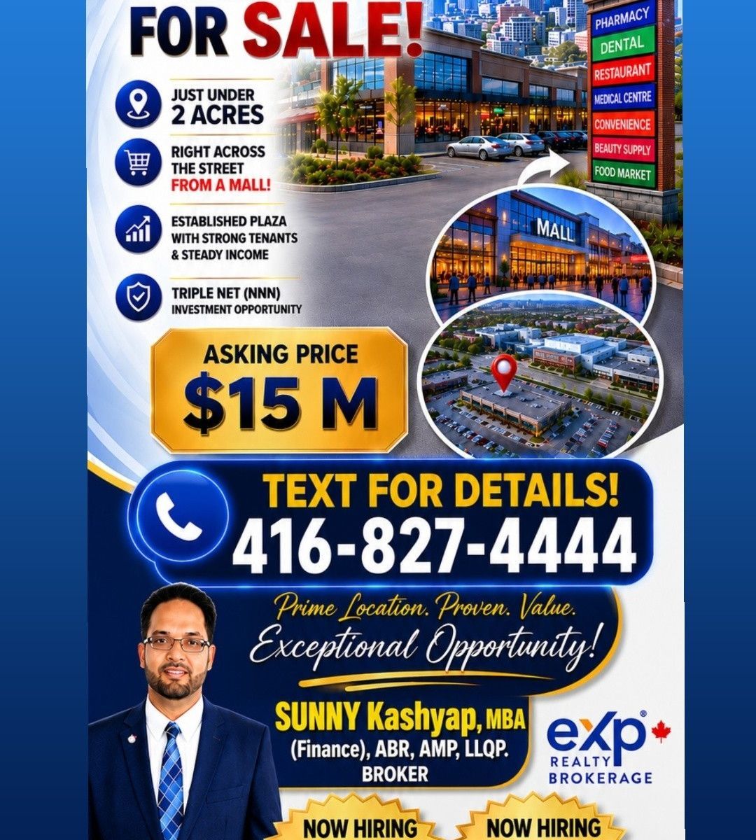 HAVE: TORONTO, PLAZA FOR SALE, TORONTO, ACROSS THE STREET FROM MALL, 