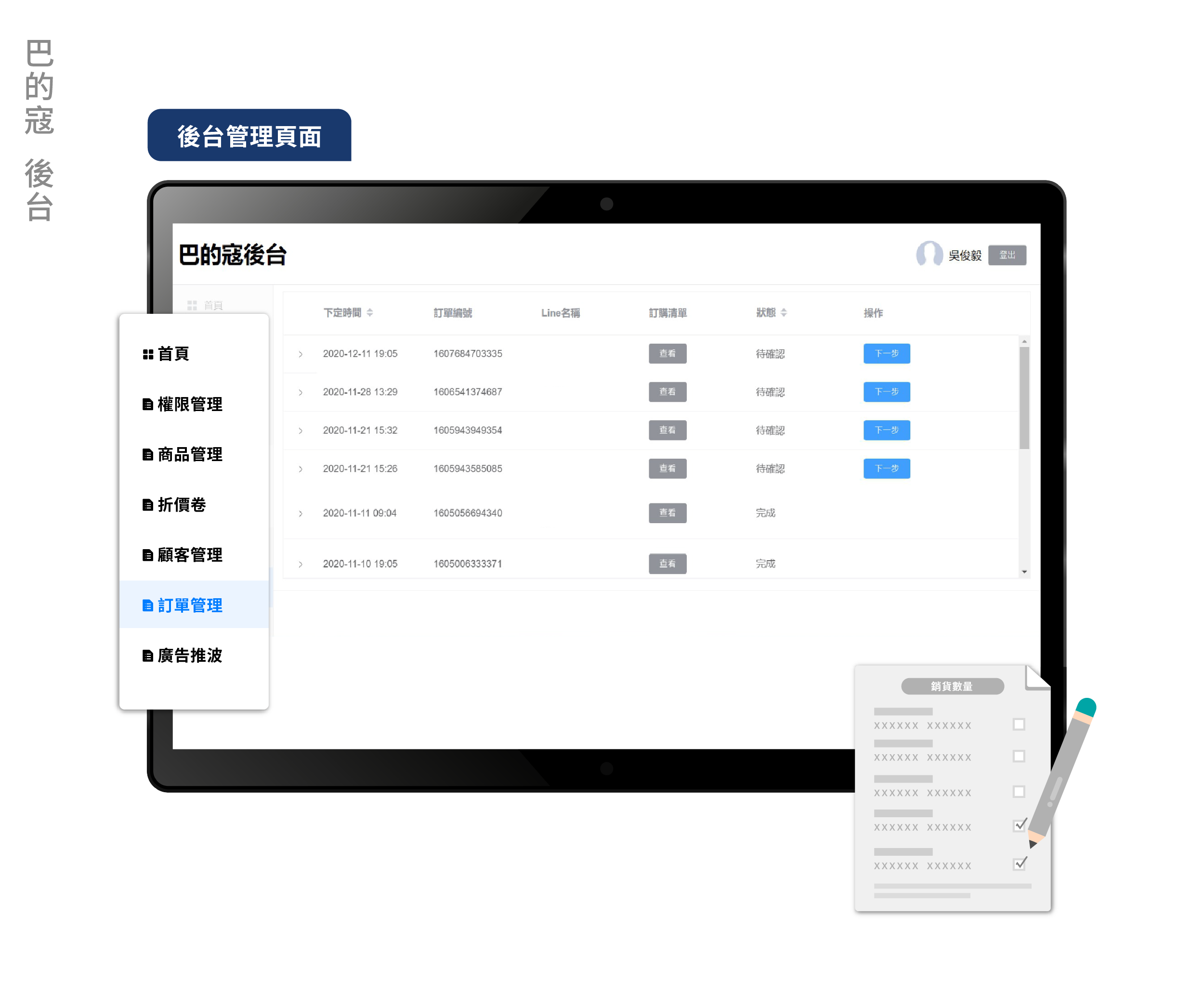 零售商城應用資訊系統實際案例後台畫面