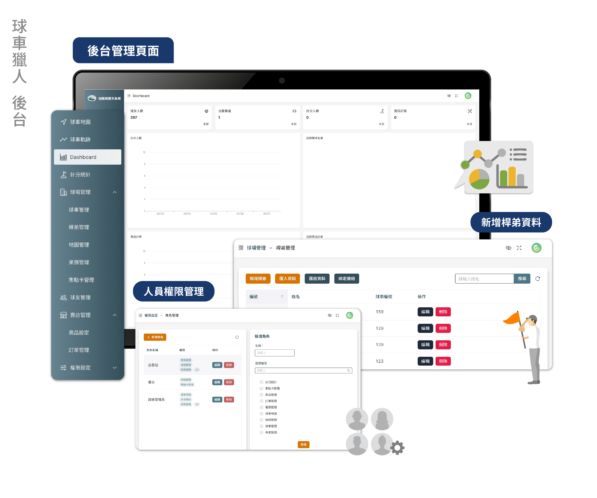 高球追蹤系統應用資訊系統實際案例後台畫面
