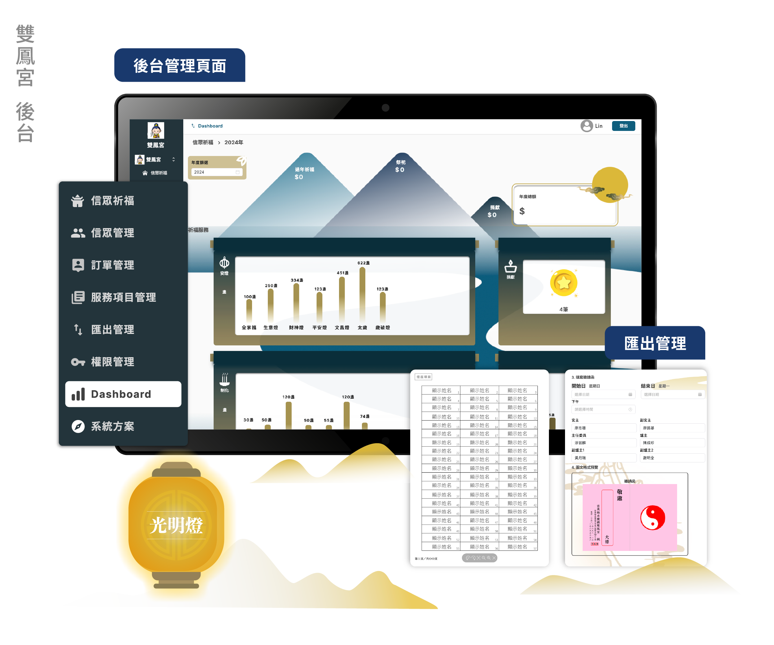 宮廟系統應用資訊系統實際案例後台畫面