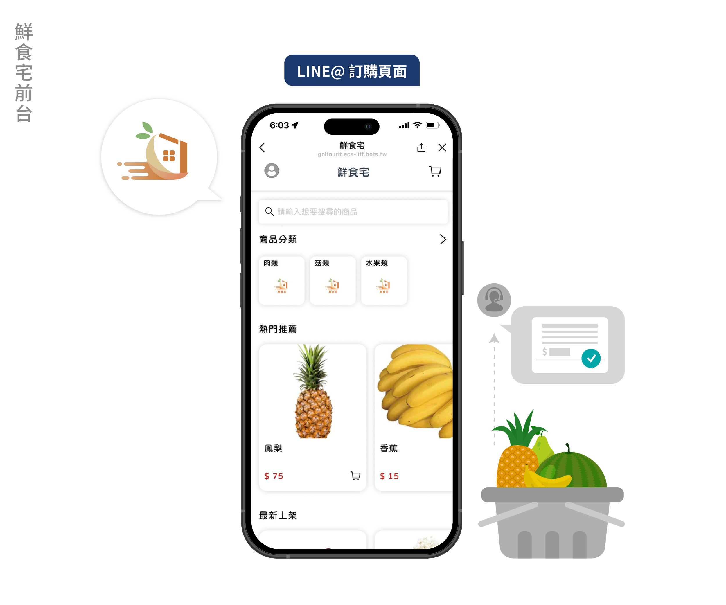 果菜批發商應用資訊系統實際案例前台畫面