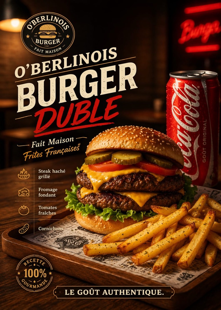 Burger menu steak double