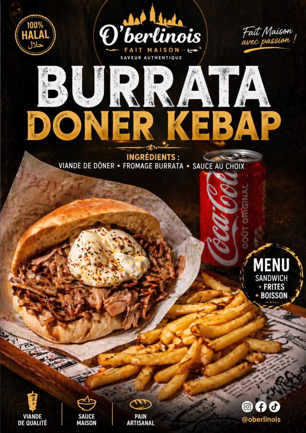 Sandwich menu buratta kebab