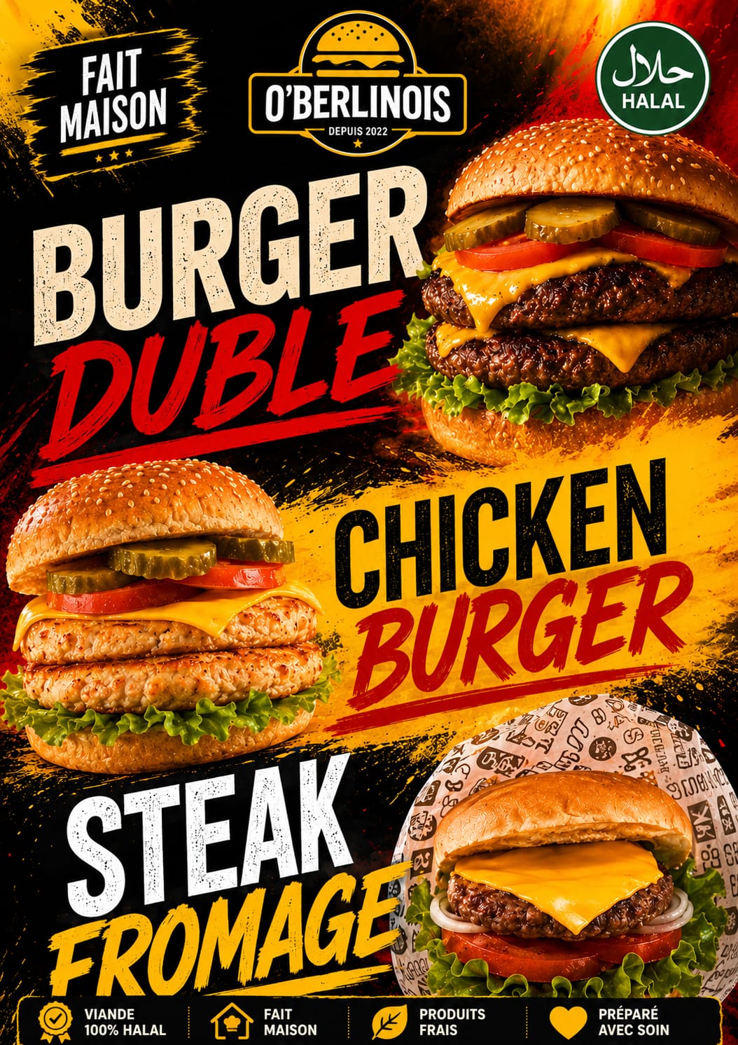 Burger menu steak