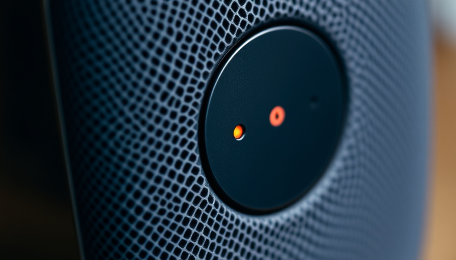 Close-up shot of the Mirai speaker, highlighting its design and features. Focus on the speaker's front panel with the so