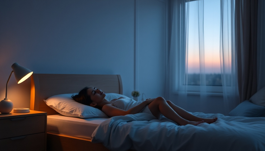 calm bedroom scene at dusk, soft lighting, person peacefully lying in bed, serene atmosphere.