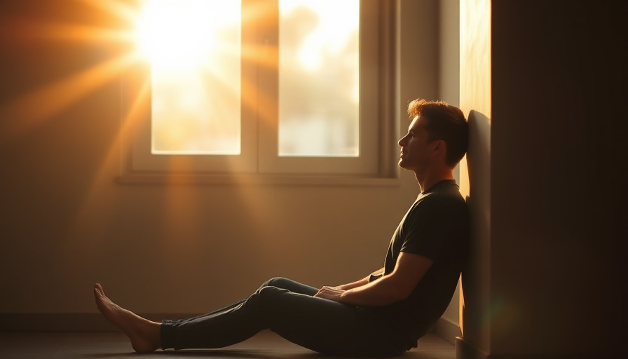 A person sitting peacefully in a quiet space, sunlight streaming through a window, soft focus, warm colors, serene atmos